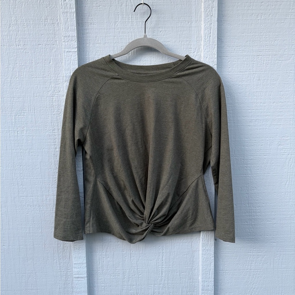 Buffalo David Bitton Olive Long Sleeve Twist Top